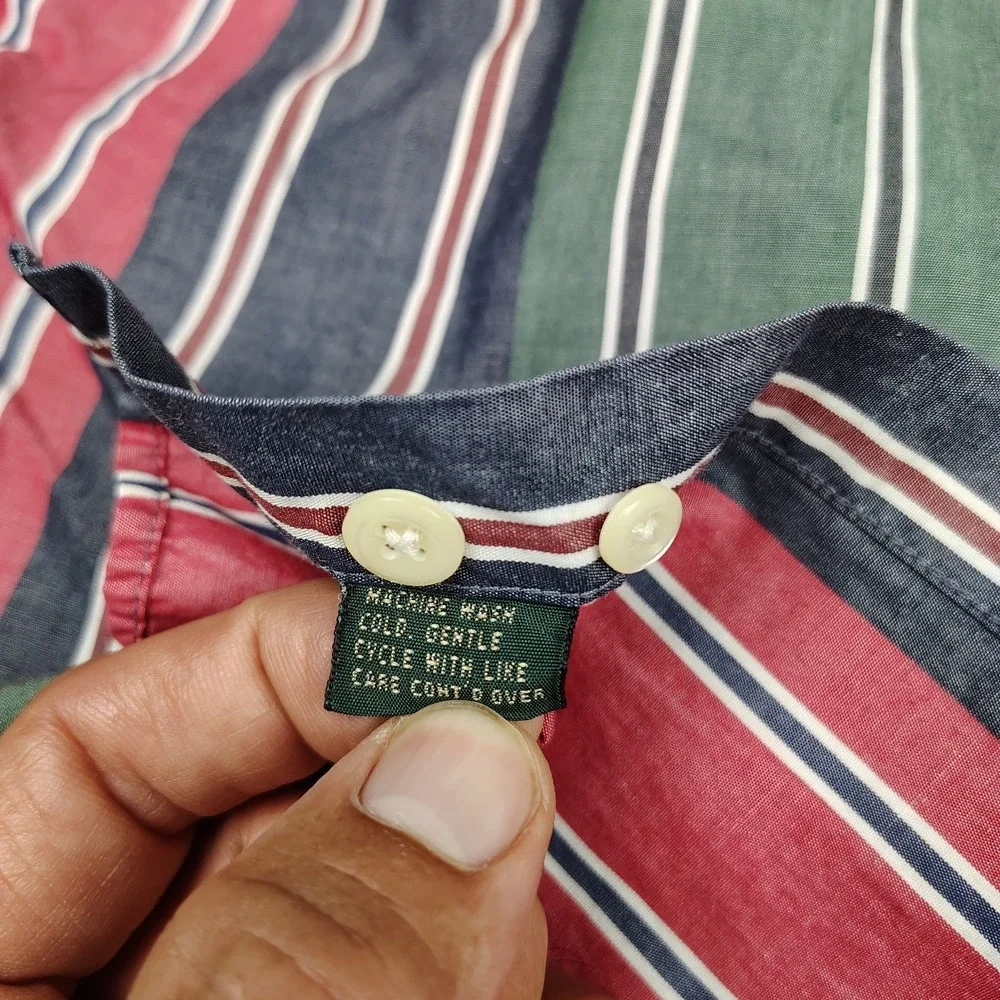 Vintage J Crew Oarsman Button Down Shirt Men XL Striped Long Sleeve Cotton EC